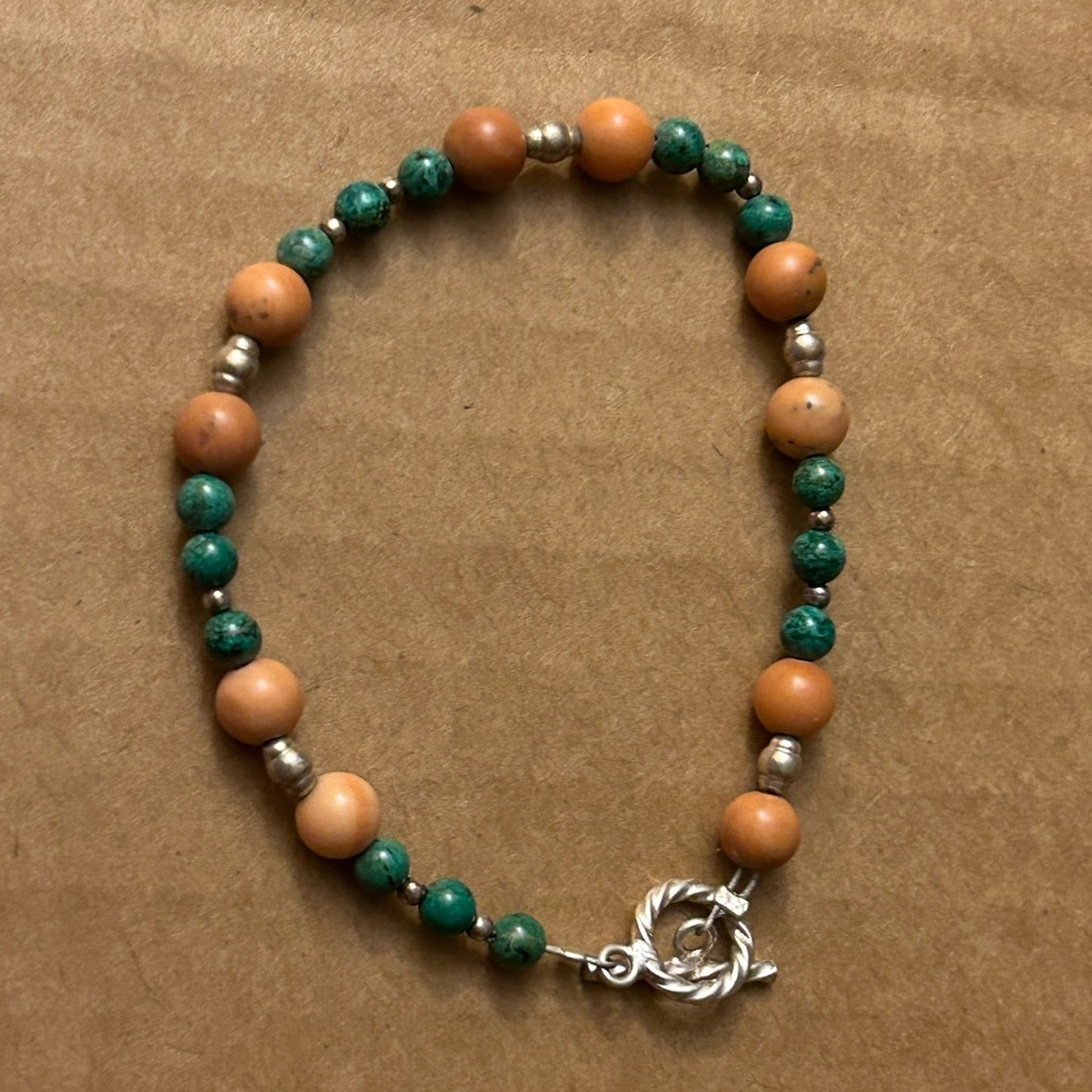 Hand Crafted Bracelet W/ Malachite, Red Malachite and Silver